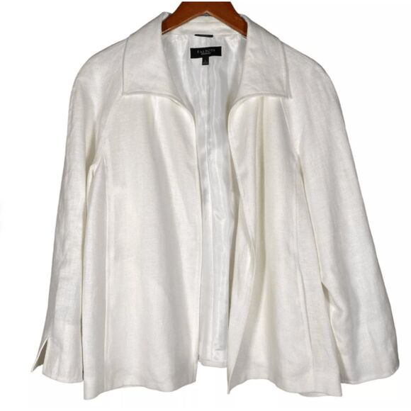 Talbots 100% Pure Irish Linen Blazer White Open Front Jacket Long Sleeve S - Picture 1 of 7